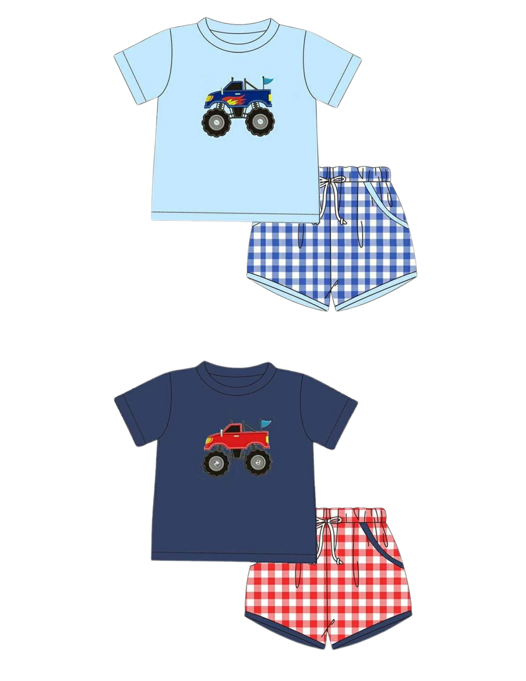 Monster Truck Shortie Short Set - Ships in March26