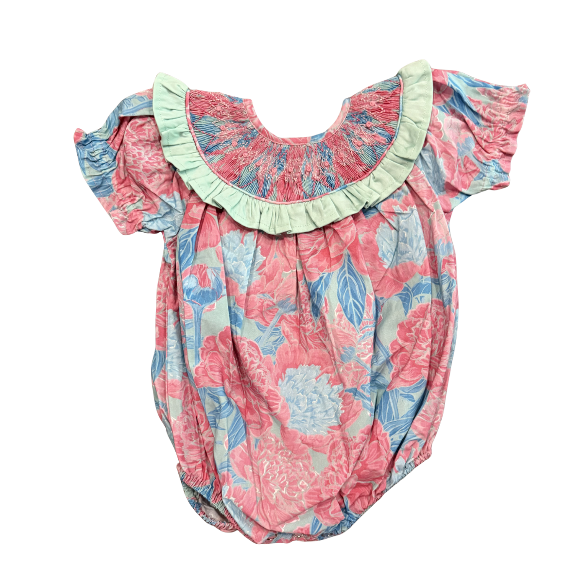 Hand Smocked Tropical Floral Bubble