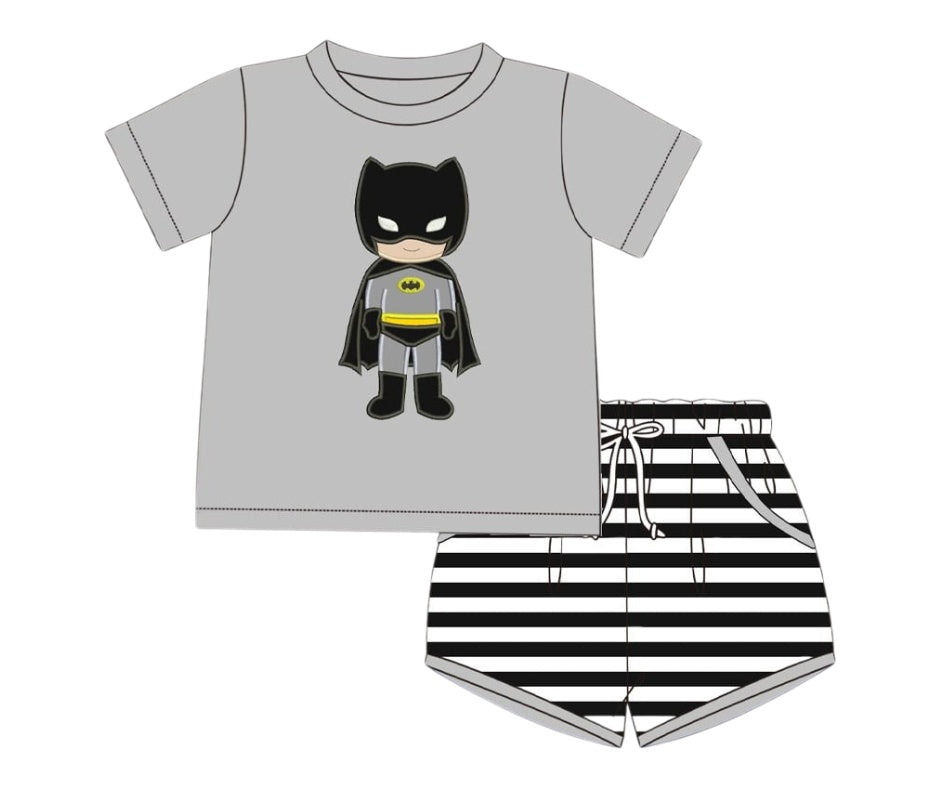 Caped Crusader Applique Short Set - ETA June