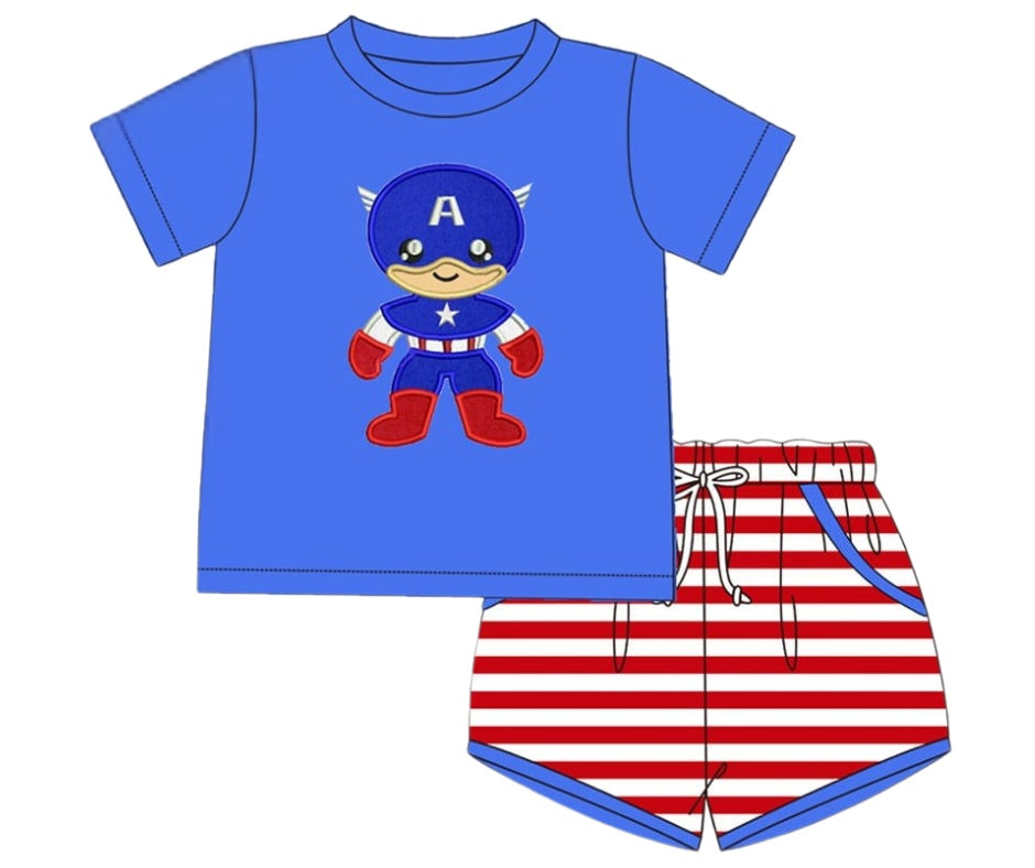 American Superhero Applique Short Set - ETA June