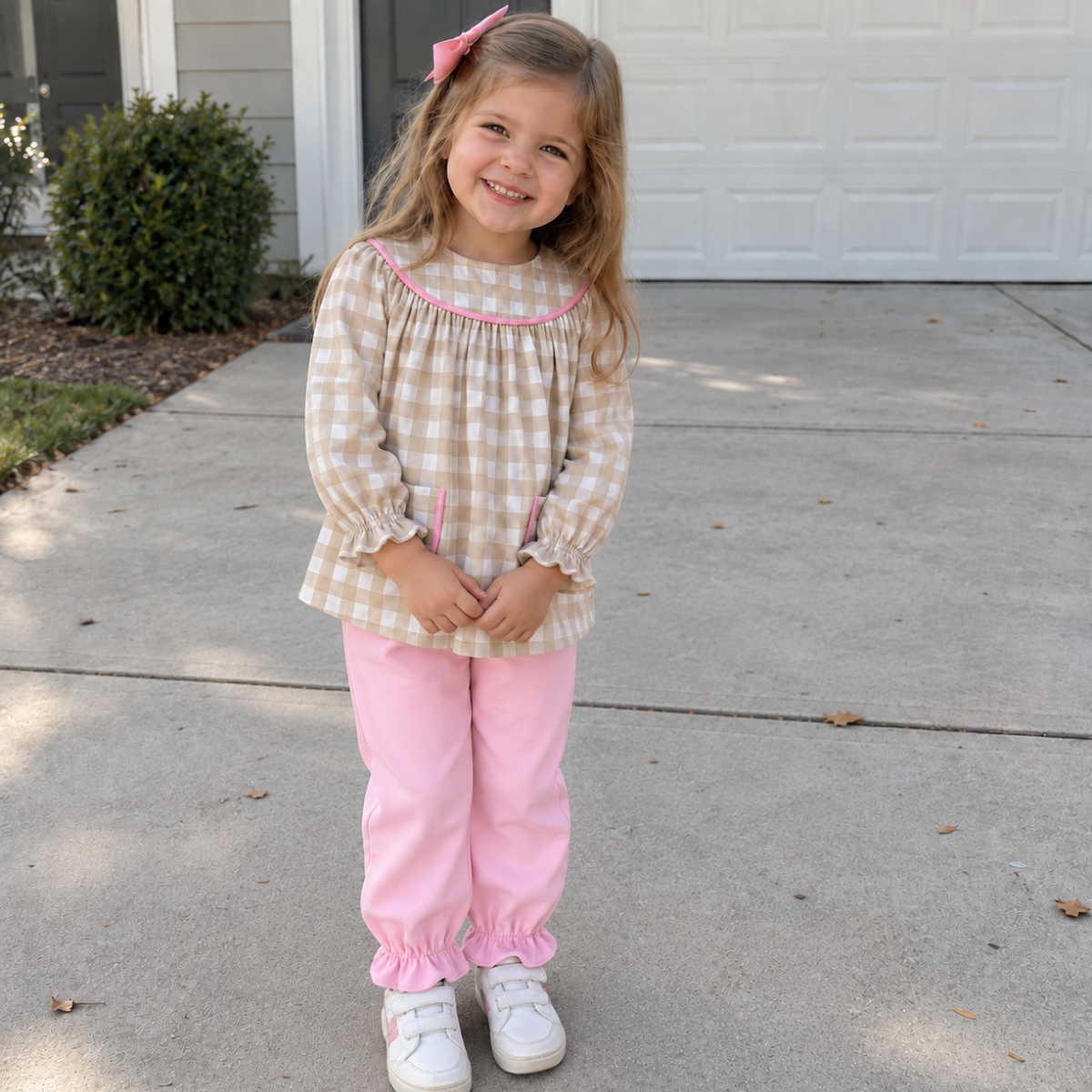 Girls Autumn Gingham & Pink Pants Set - ETA November 2026
