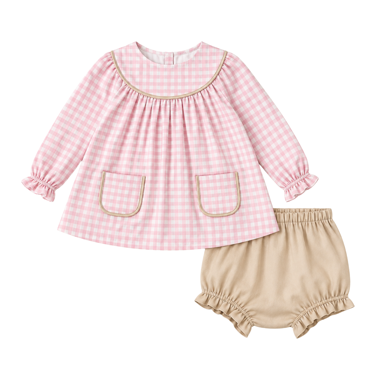 Girls Autumn Gingham & Pink Bloomer Set - ETA November 2026