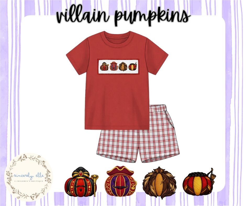 Villain Pumpkins Handsmocked Knit Short Set
