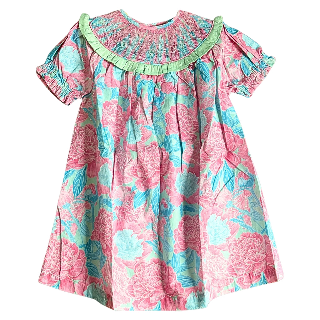 Hand Smocked Tropical Floral Dress