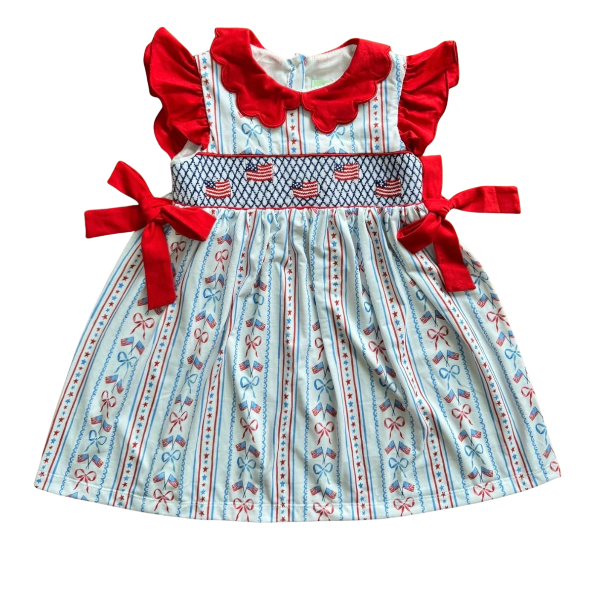Girls 4th of July Hand Smocked Dress