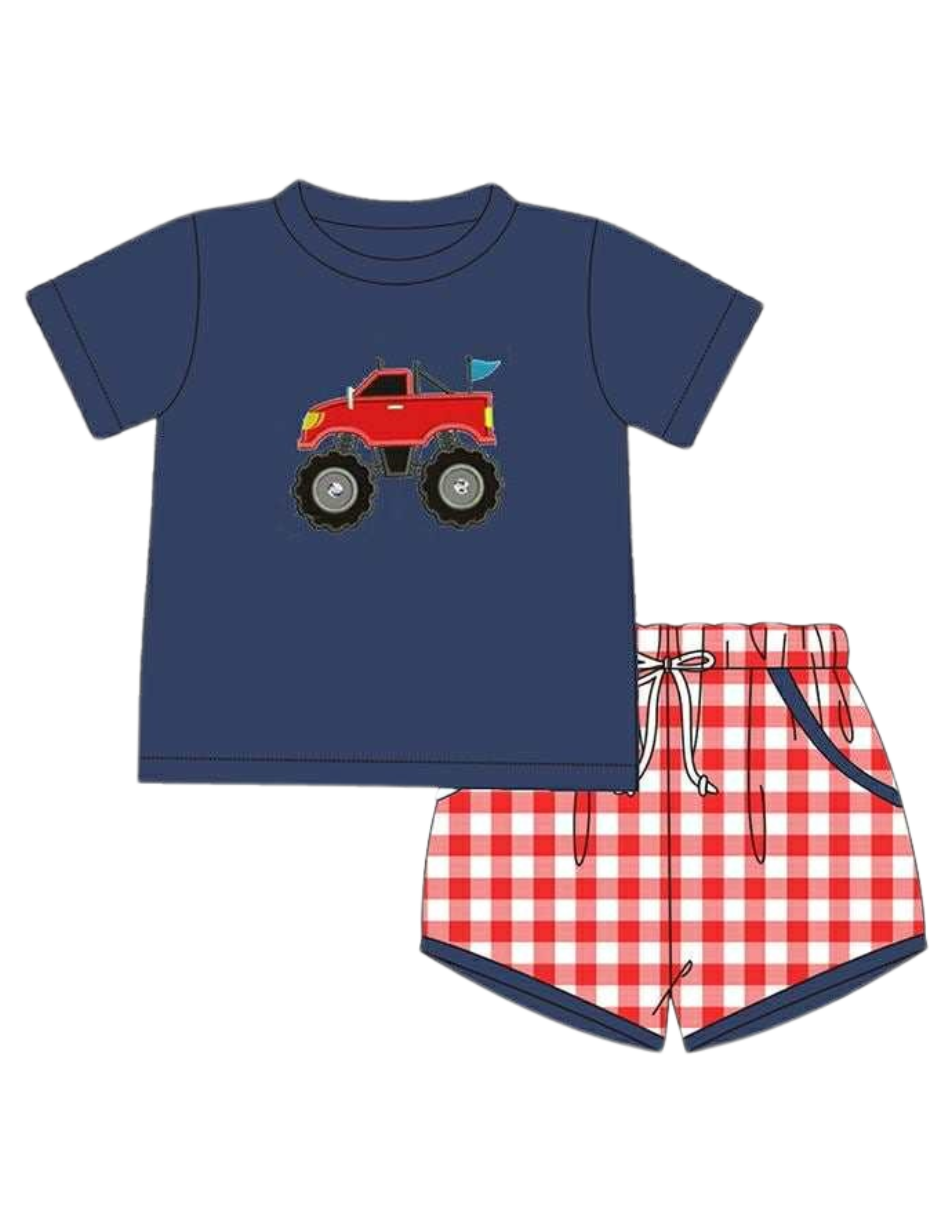 Monster Truck Shortie Short Set - Ships in March26