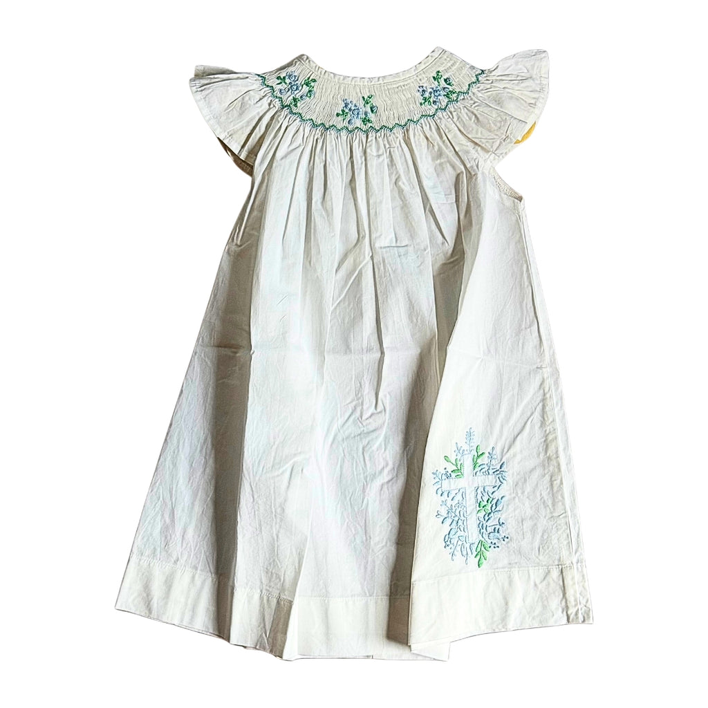 Hand Smocked Dress with Hand Embroidered Cross