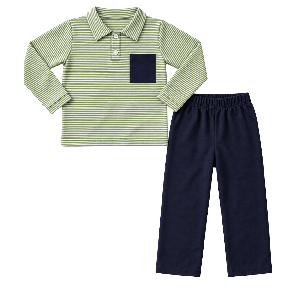 Boys Striped Polo Shirt & Pants Set - ETA November 2026