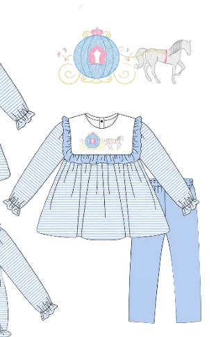 Princess Carriage Embroidered Legging Set - ETA November