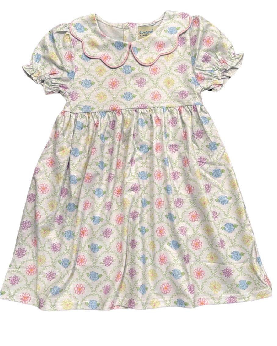 Southern Scallop Floral Knit Dress