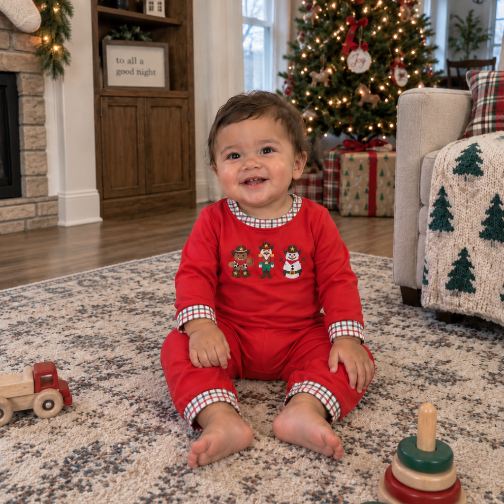 Boys Christmas Cowboy Romper - ETA November 2026