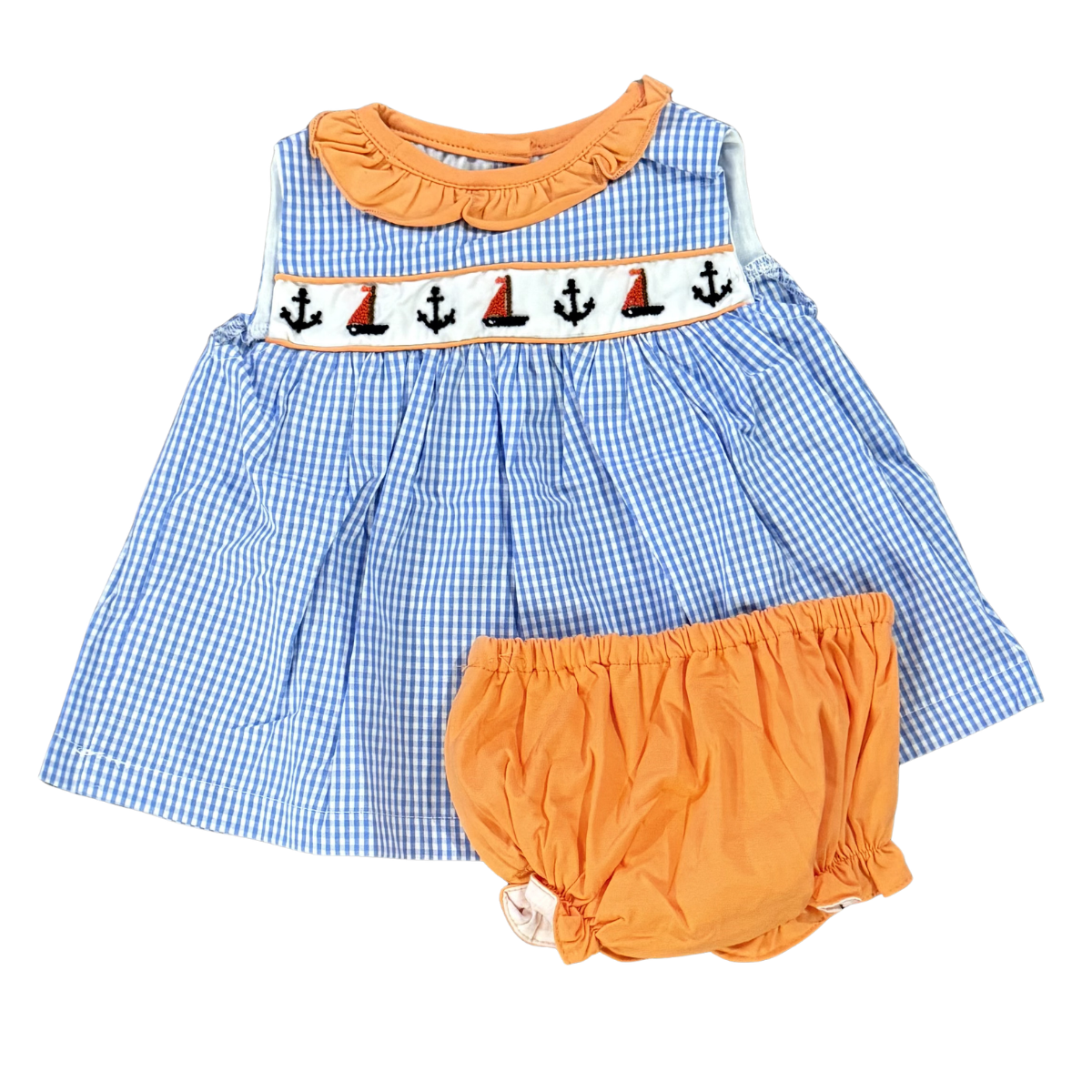 Nautical Sailboat Embroidered Bloomer Set - Infant and Toddler Girl Outfit