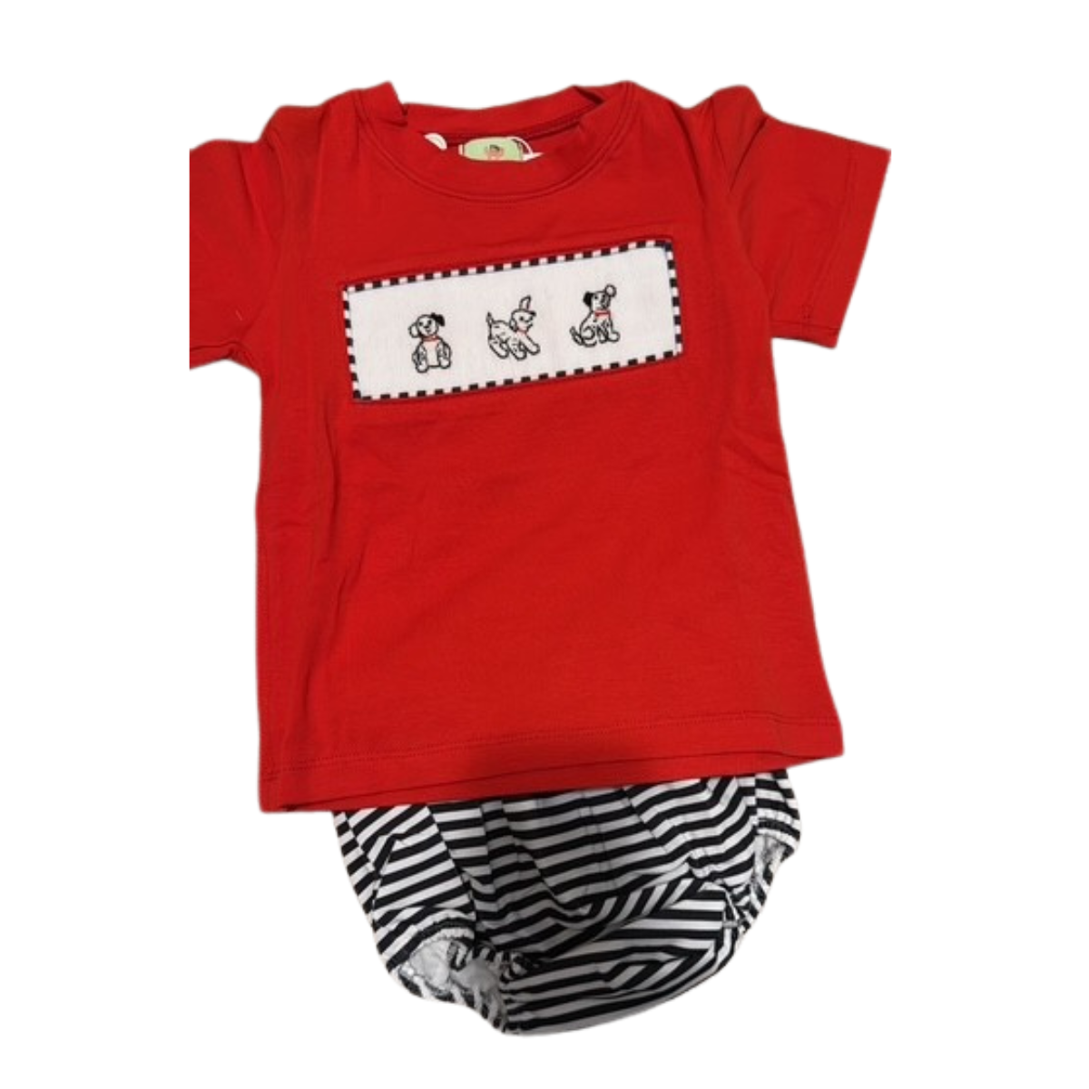 Hand Smocked Dalmatian Diaper Set for Baby Boys