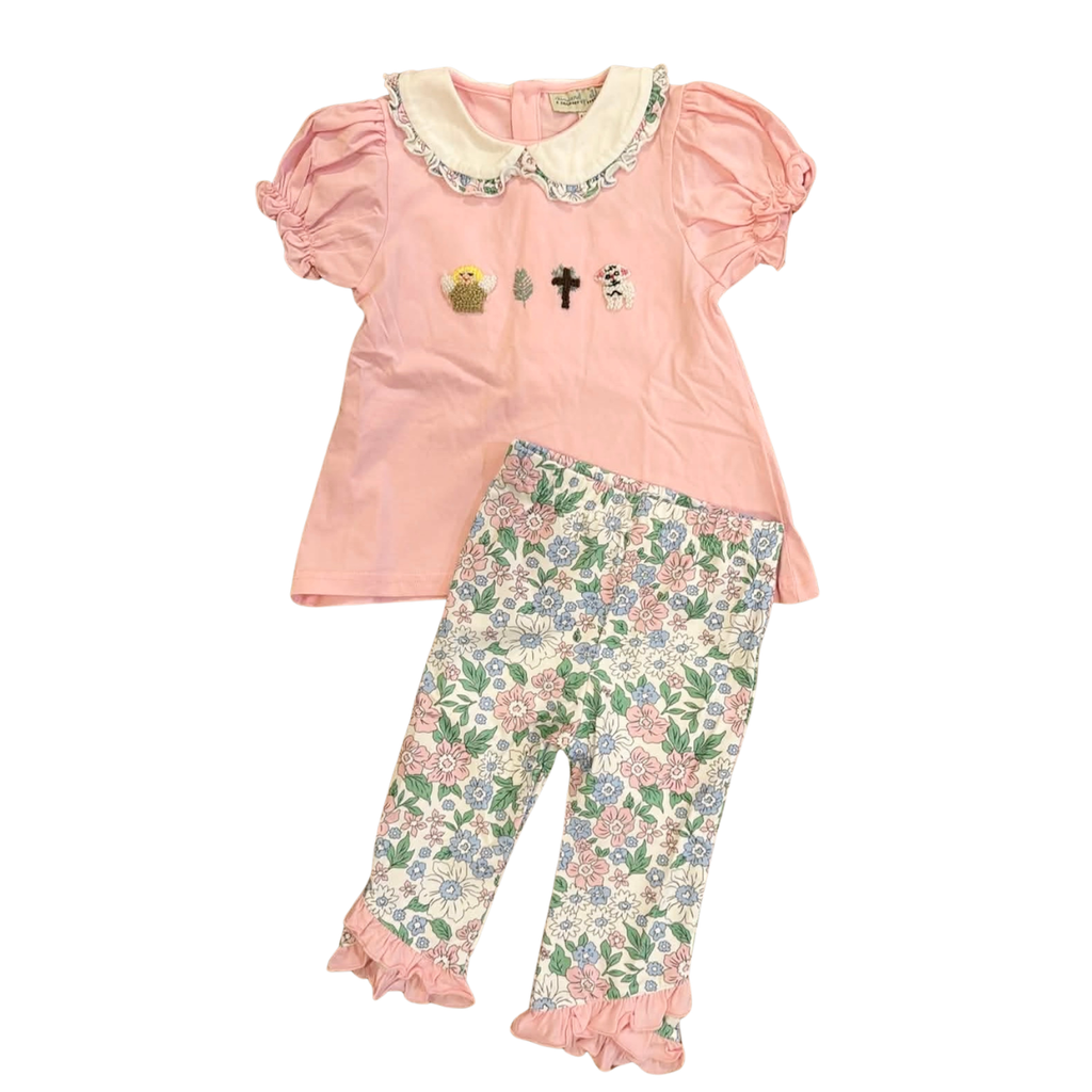 Girls Bible French Knot Leggings Set