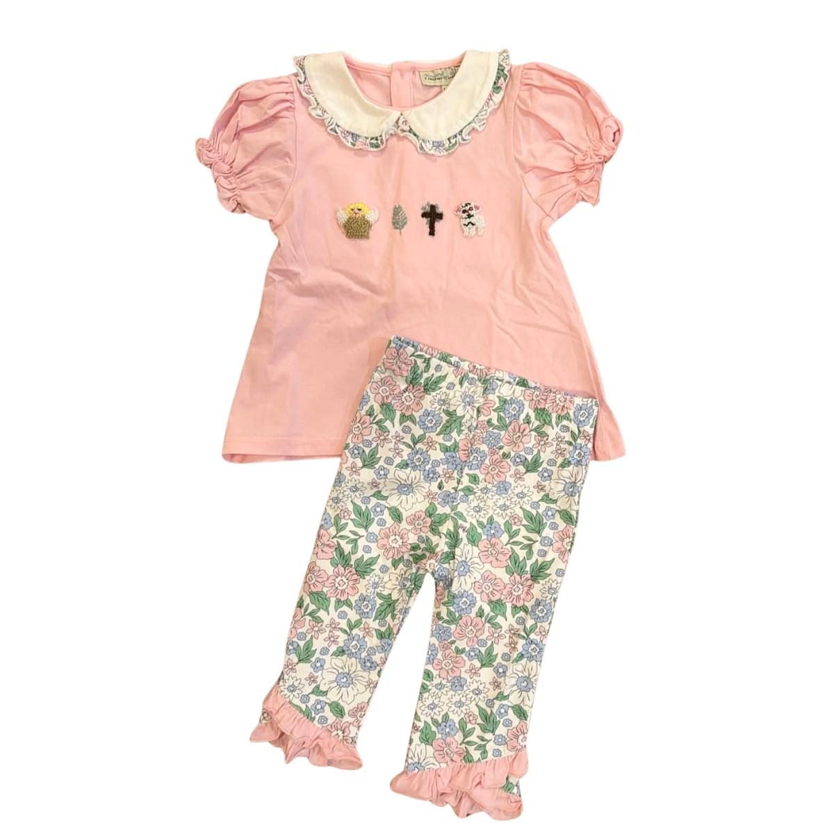 Girls Bible French Knot Leggings Set