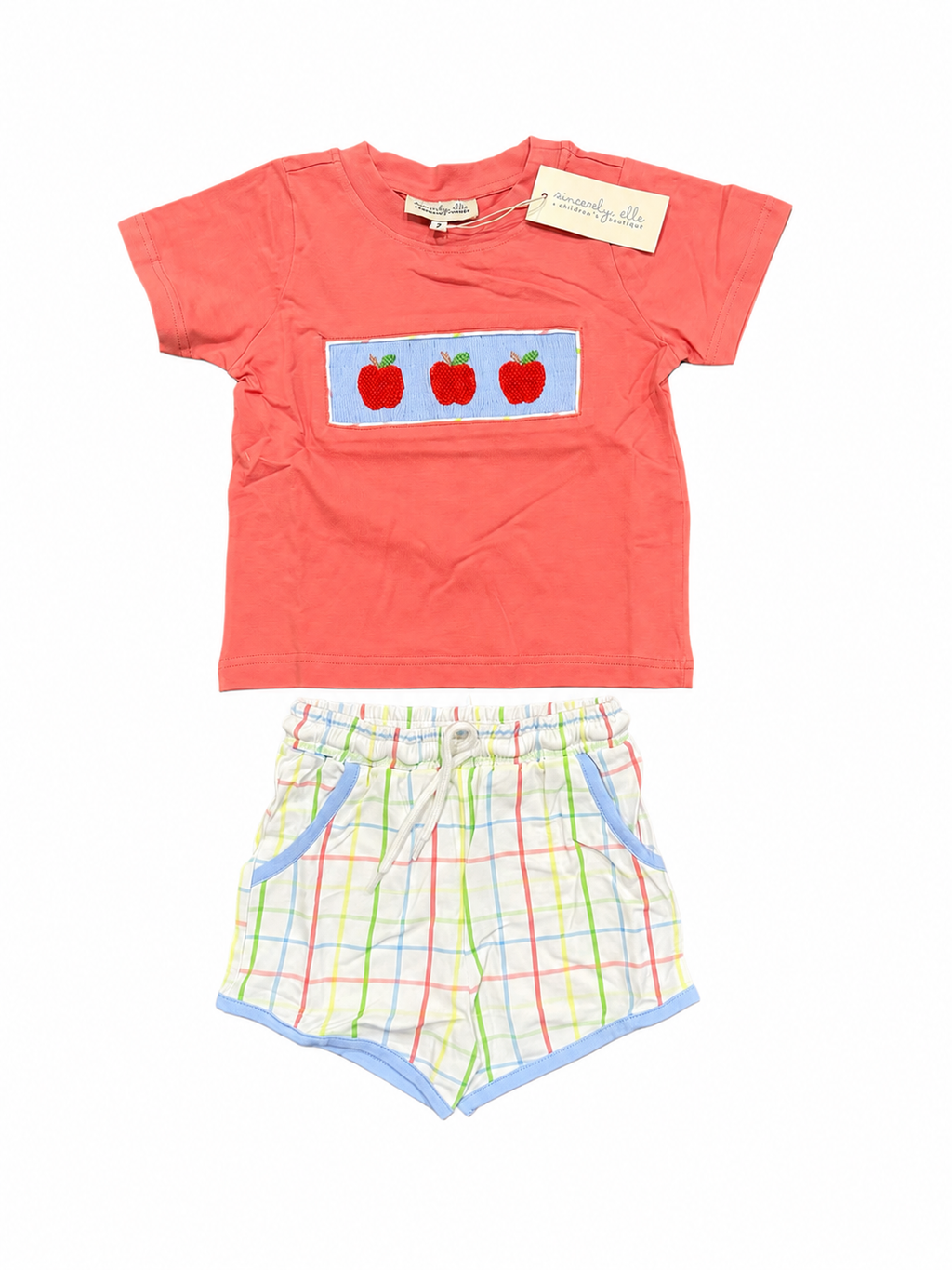 Apple & Easel Hand Smocked Short Set