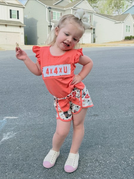 Girls Hand Smocked 4X4XU Short Set