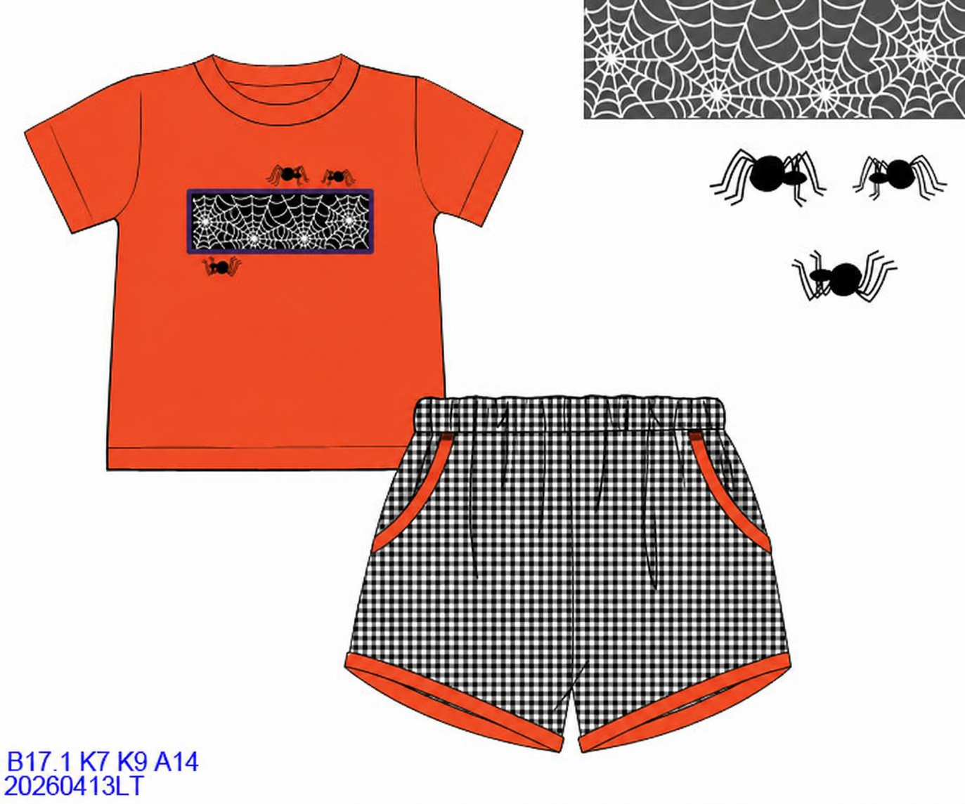🕸️ Spooky Web Hand Smocked Short Set 🎃 ETA August