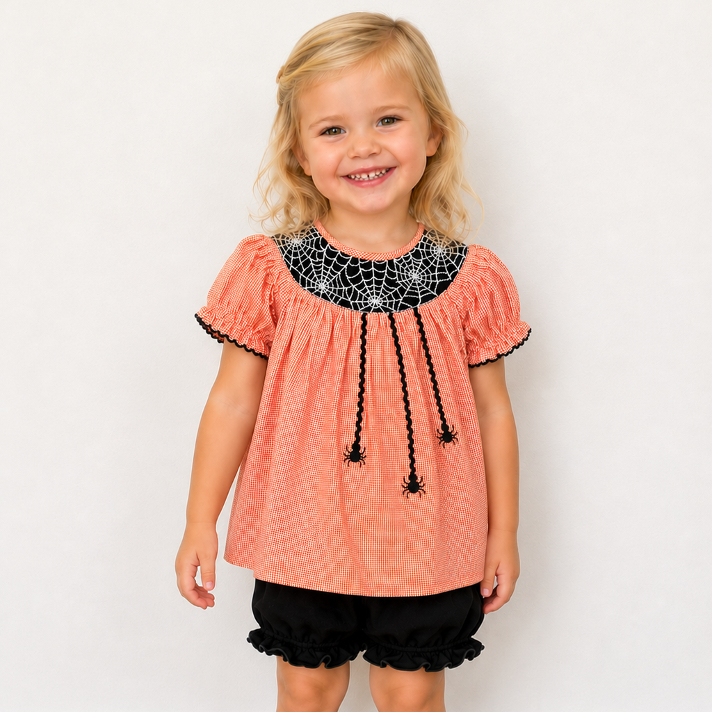 Spooky Web Hand Smocked Britches Set