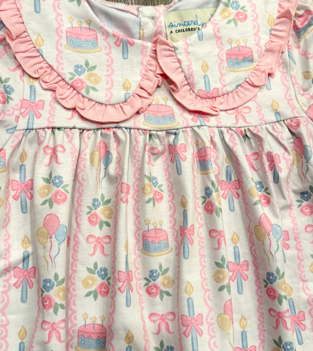 Birthday Cake Print Dress & Bloomer Set for Girls