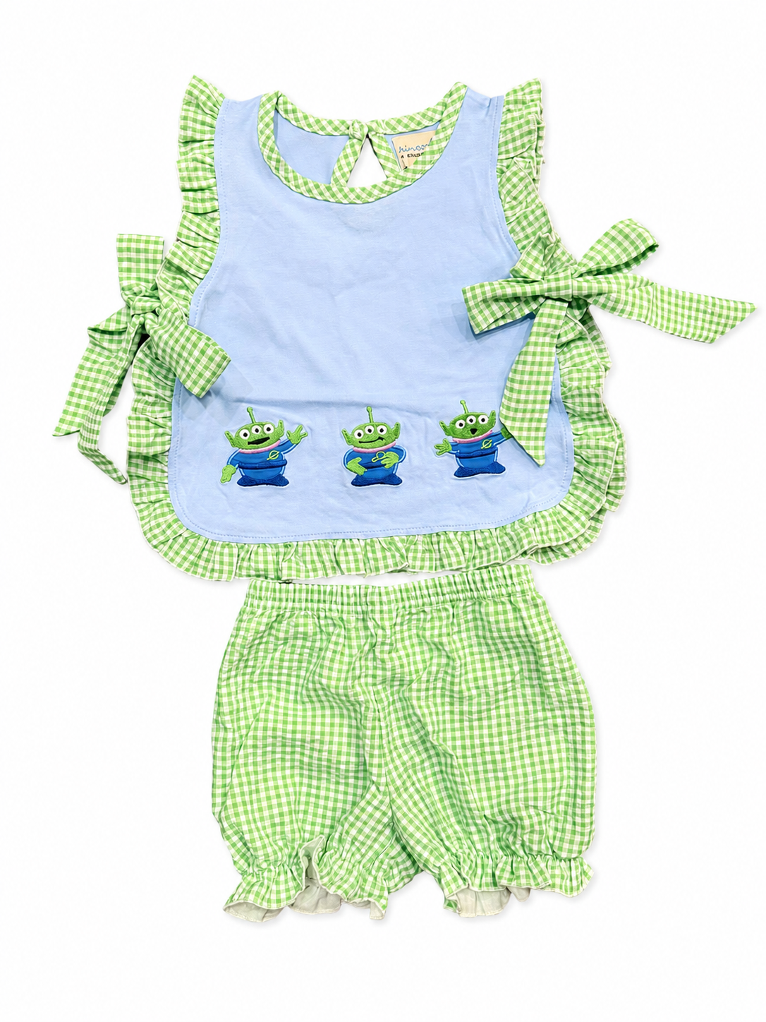 Green Alien Applique Britches Set for Girls