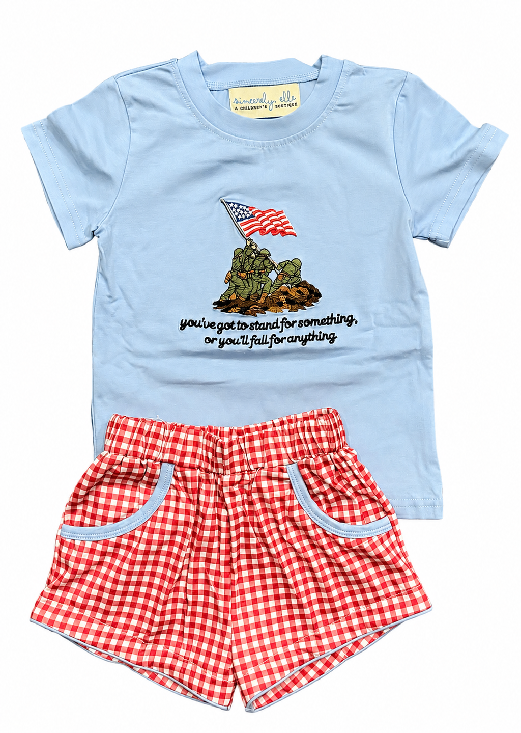 Boys Patriotic Short Set – Red Gingham Toddler Outfit