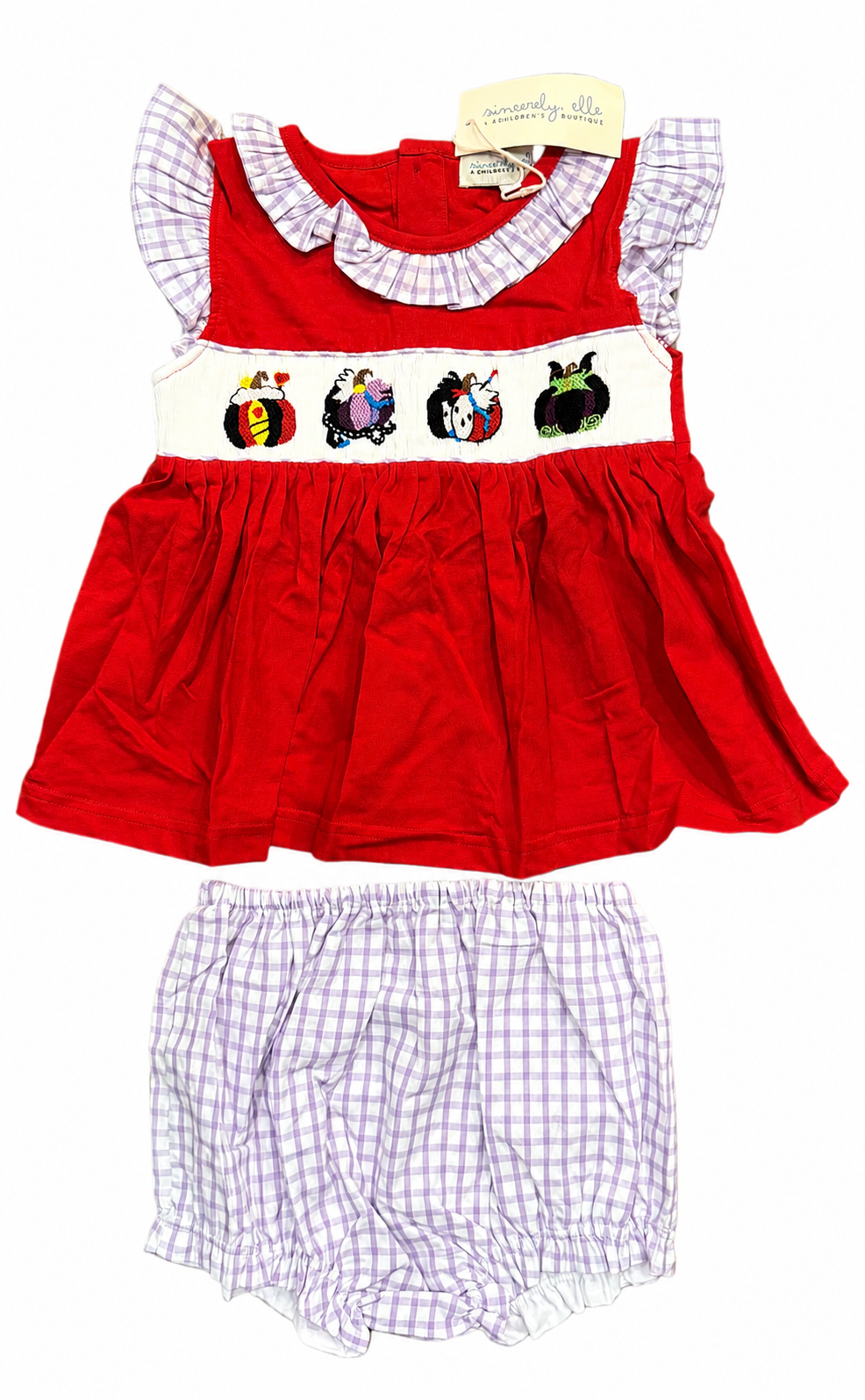 Villain Pumpkin Handsmocked Bloomer Set