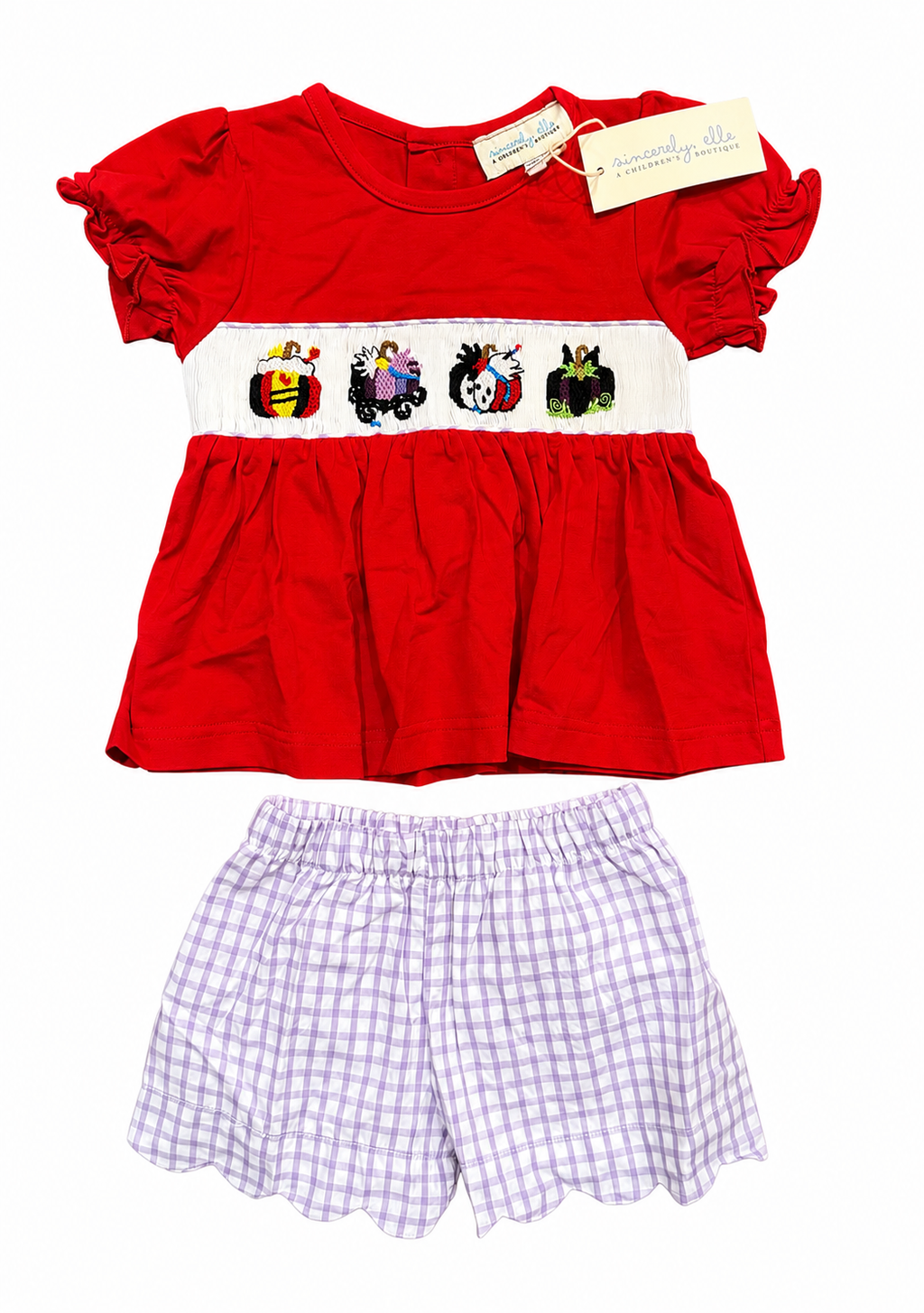 Villain Pumpkins Handsmocked Knit Short Set