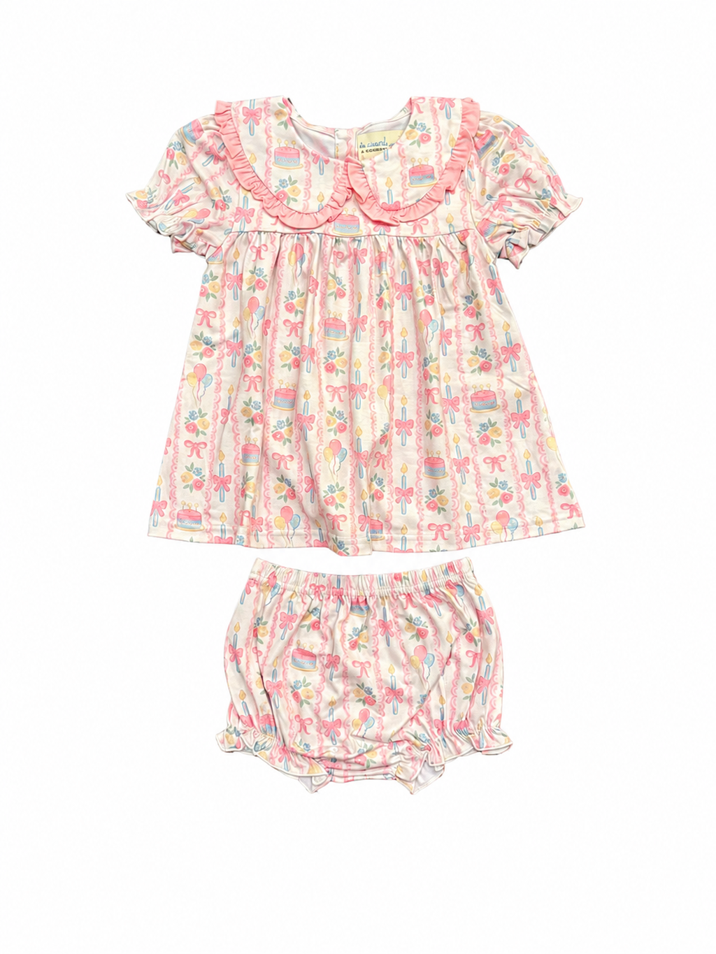 Birthday Cake Print Dress & Bloomer Set for Girls