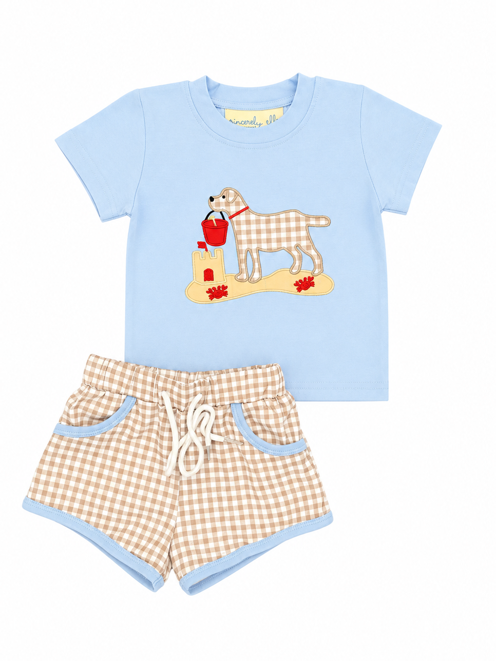 Puppy & Sandcastle Appliqué Short Set