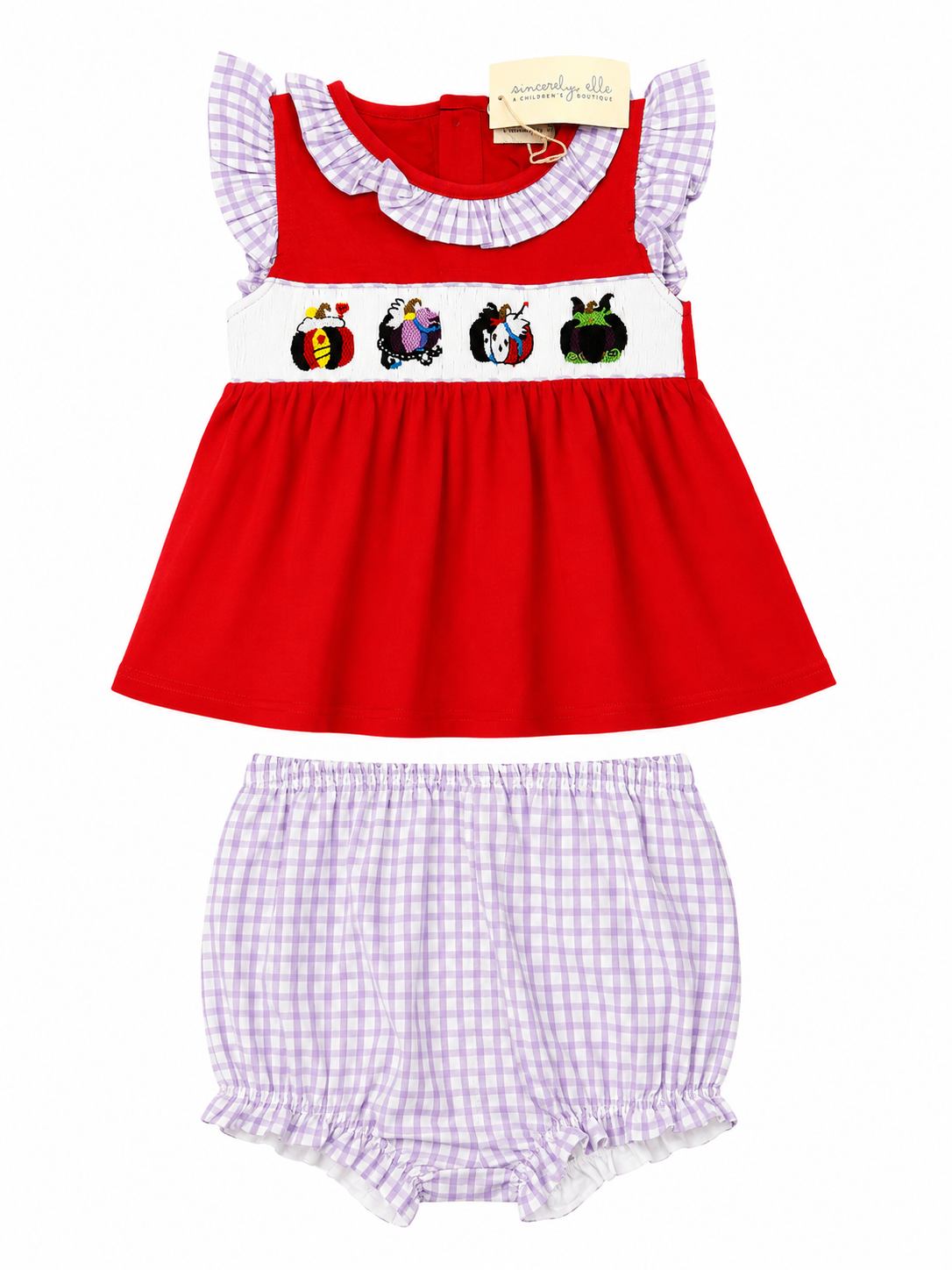 Villain Pumpkin Handsmocked Bloomer Set