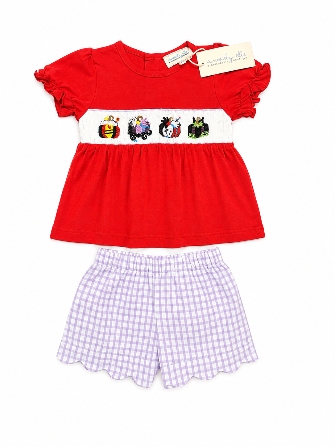 Villain Pumpkins Handsmocked Knit Short Set