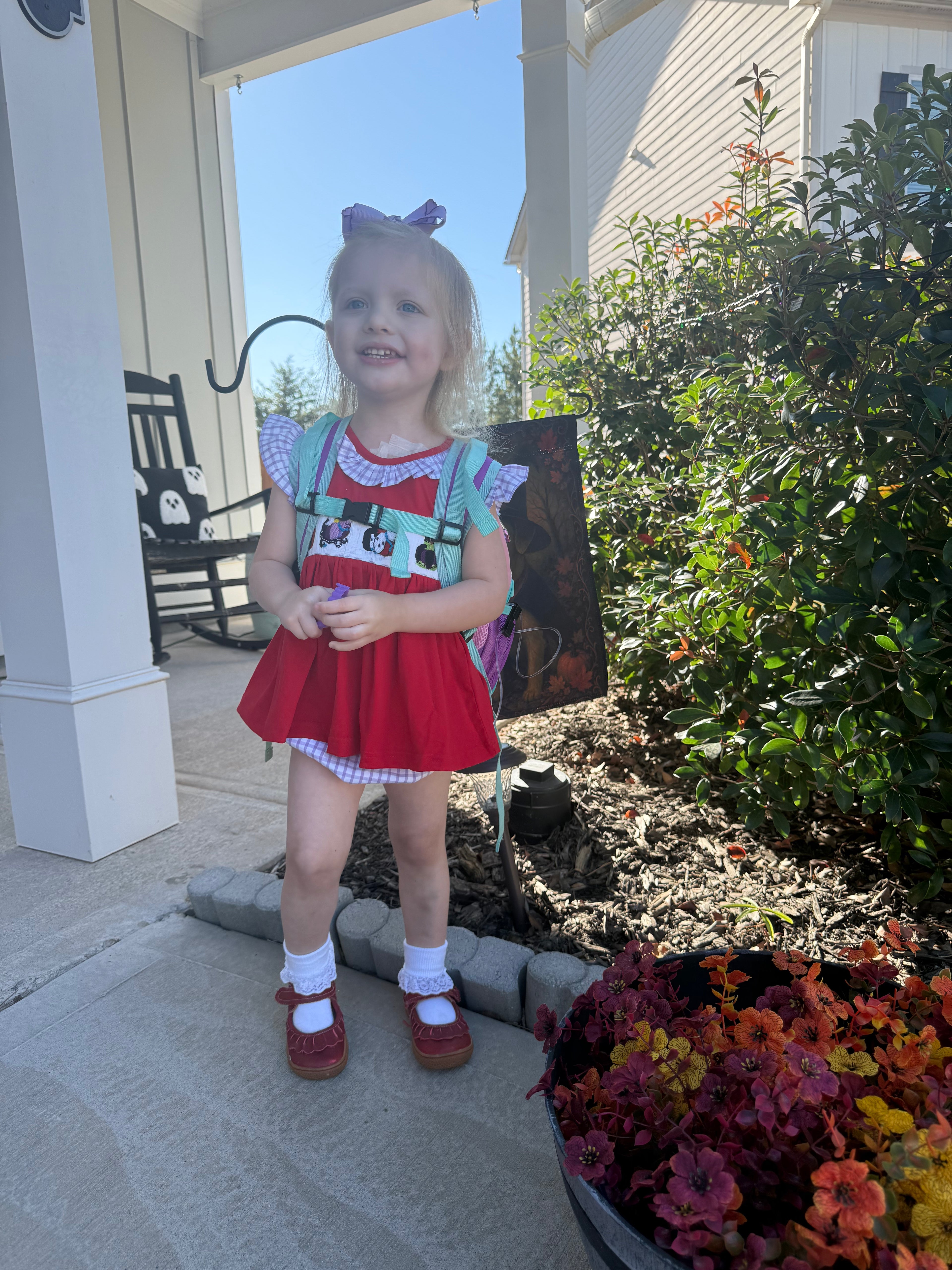 Villain Pumpkin Handsmocked Bloomer Set