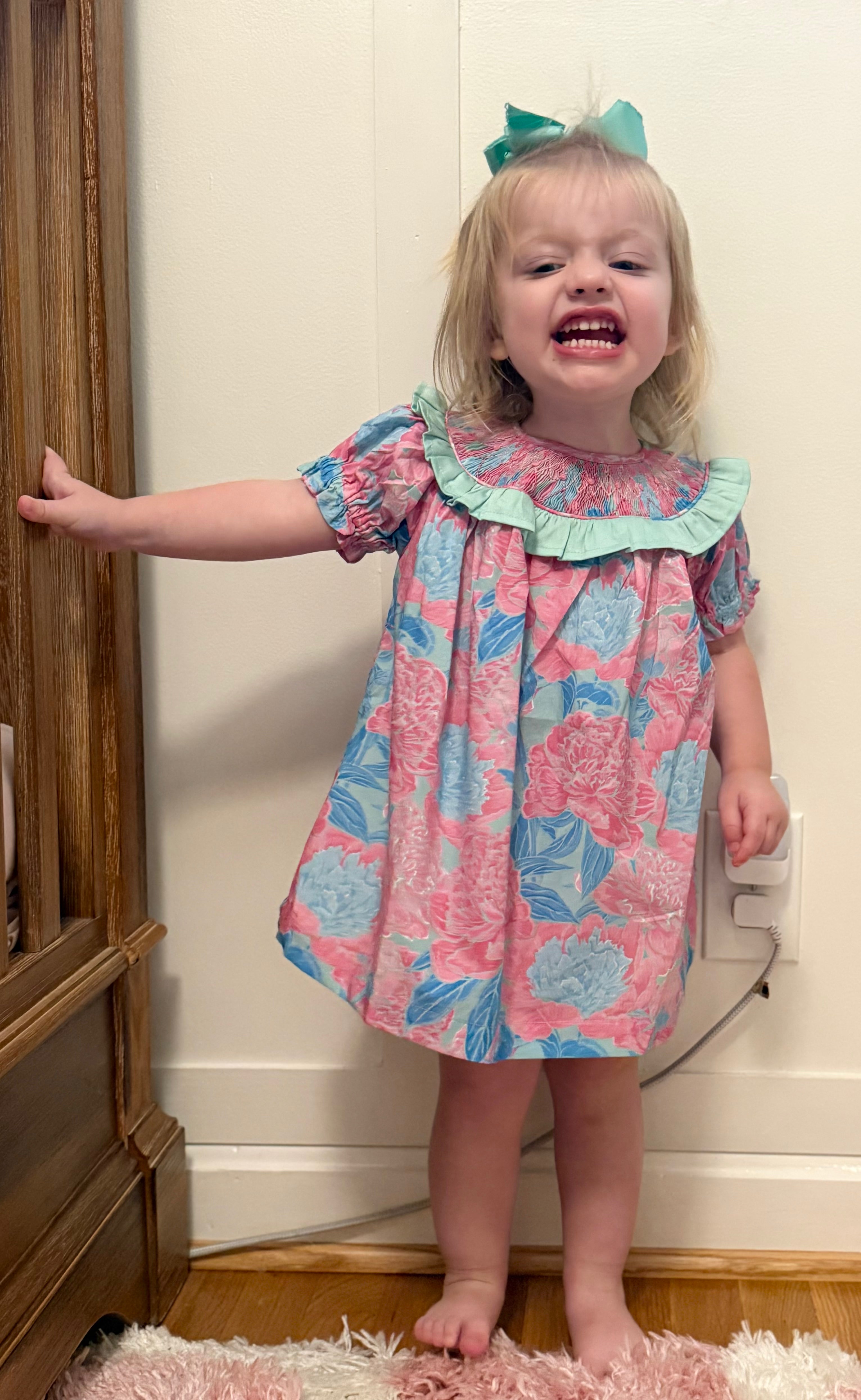 Hand Smocked Tropical Floral Dress