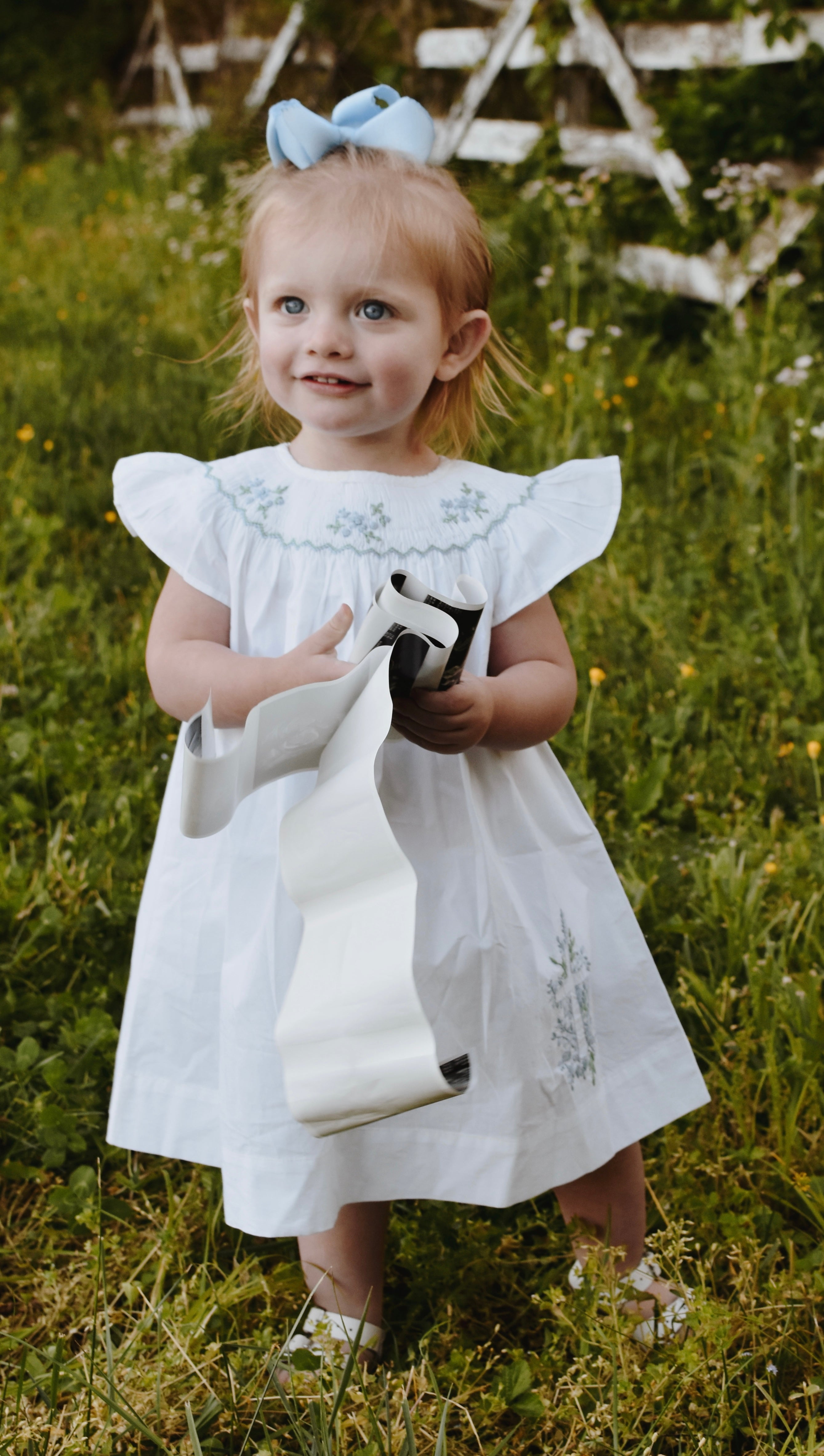 Hand Smocked Dress with Hand Embroidered Cross