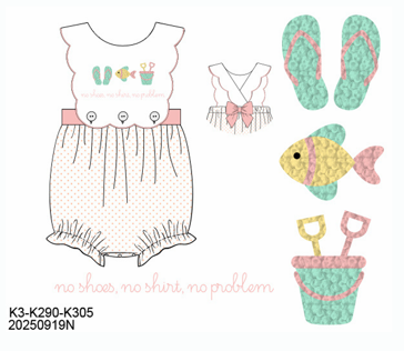 No Shirt, No Shoes, No Problem French Knot Bubble - Ships January26