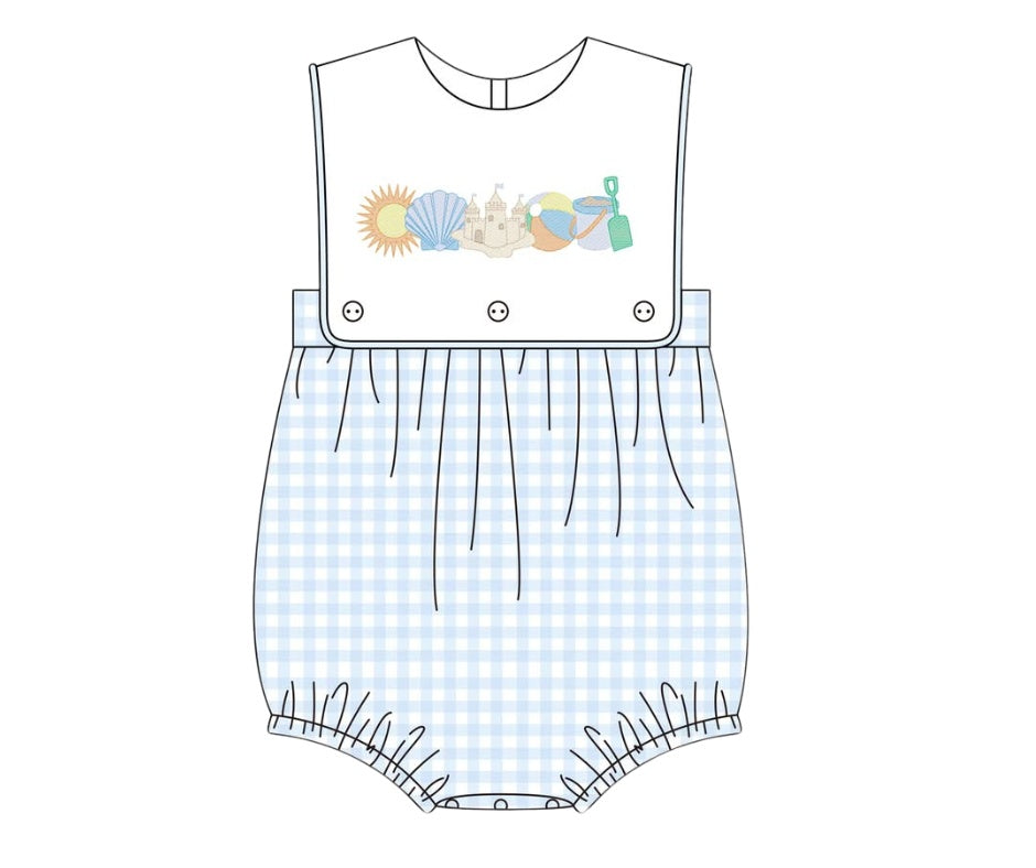 beach icon bubble for baby boys front view