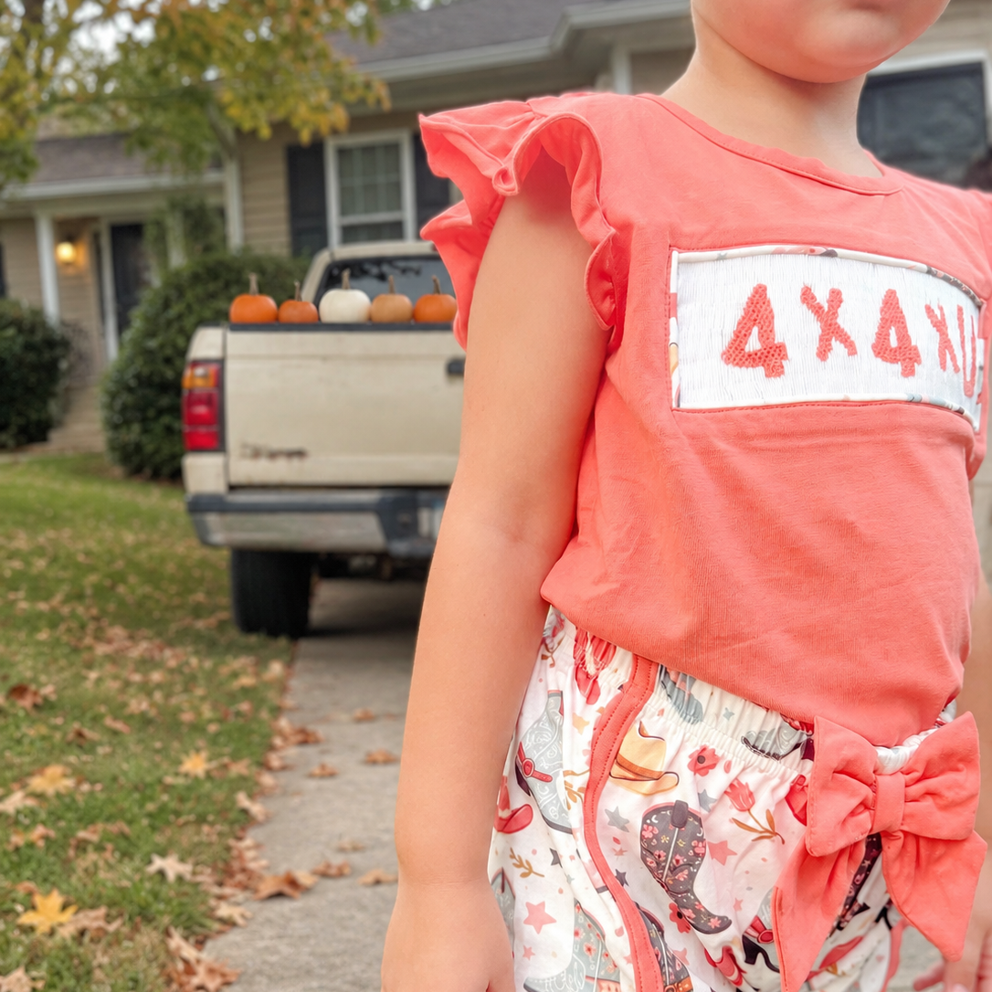 Girls Hand Smocked 4X4XU Shorts Set