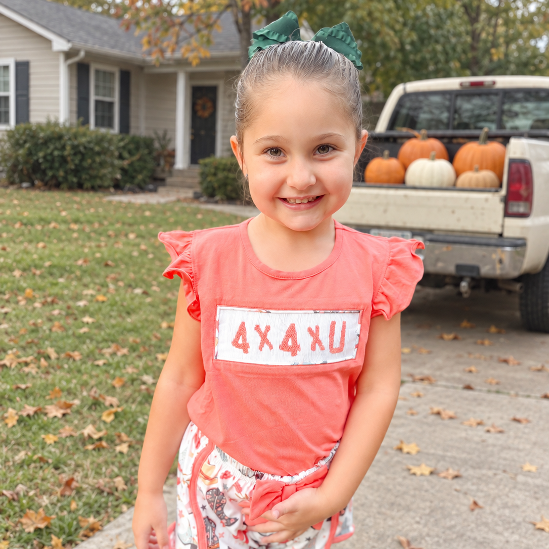 Girls Hand Smocked 4X4XU Shorts Set