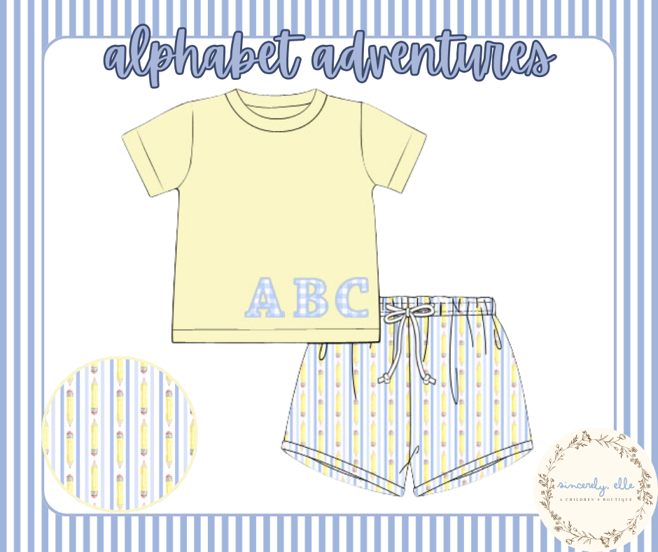 BTS PRESALE SHIPS JULY: Alphabet Adventures Short Set