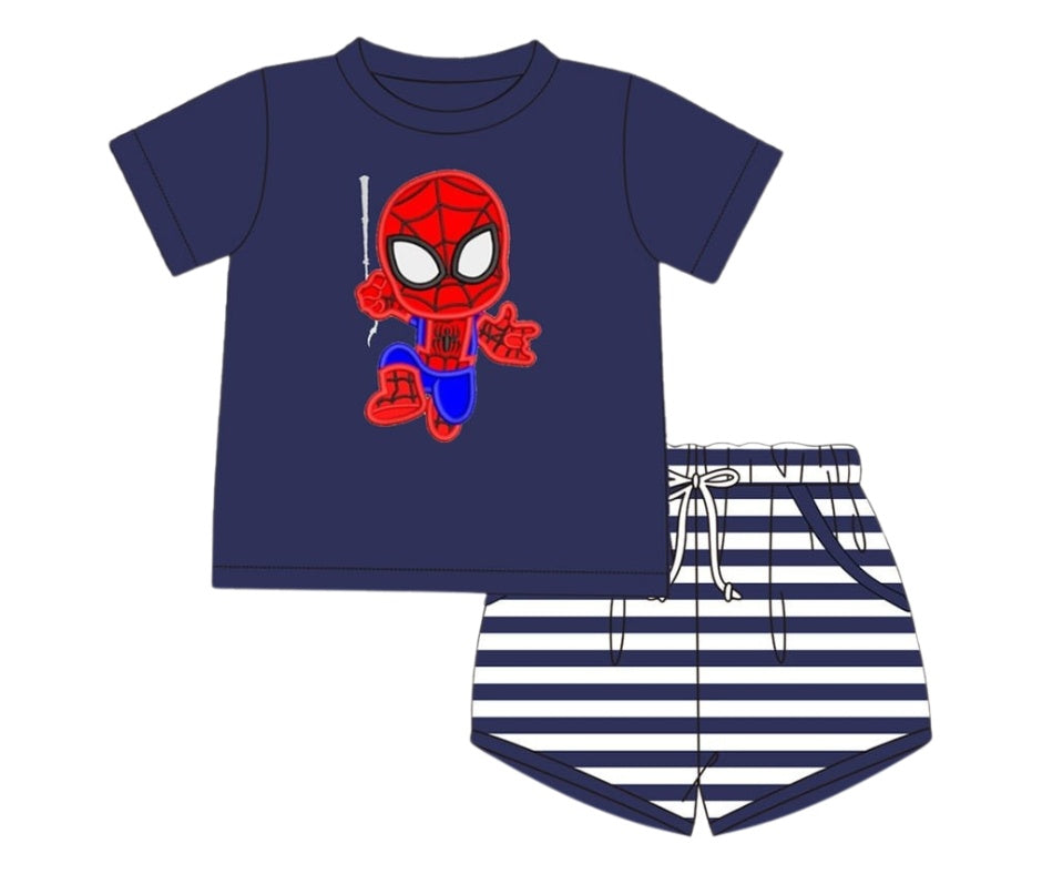 superhero web slinger appliqué short set for boys